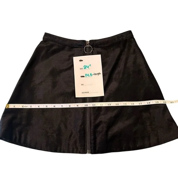 FREE PEOPLE Funkytown Skirt Zero. One and Only Black Velvet A-Line O Ring Zipper - Picture 5 of 6